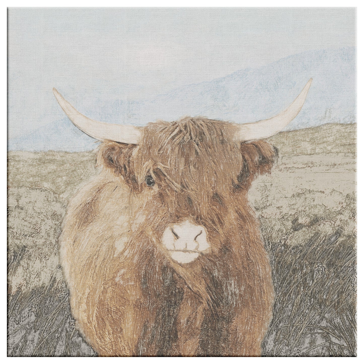 Highlander Cow, Colored Ink technique